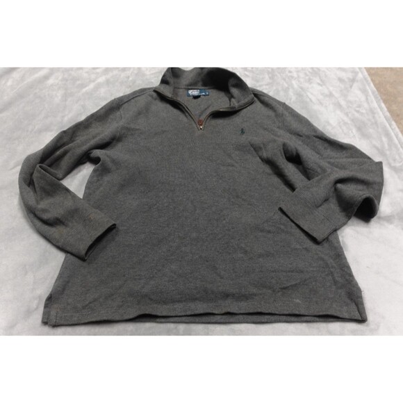 Polo Ralph Lauren Men's Size Large Gray 1/4 Zip Collared Jacket Sweater - Picture 1 of 7
